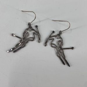 Sterling silver skier earrings